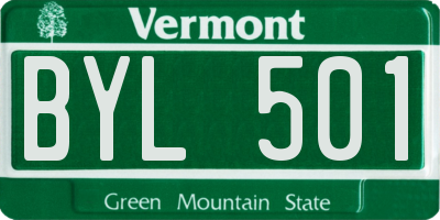 VT license plate BYL501