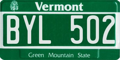 VT license plate BYL502