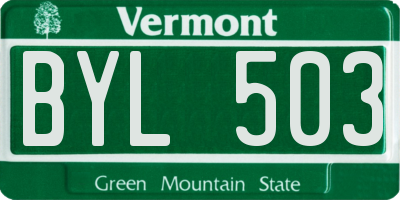 VT license plate BYL503