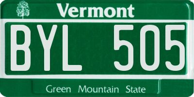 VT license plate BYL505