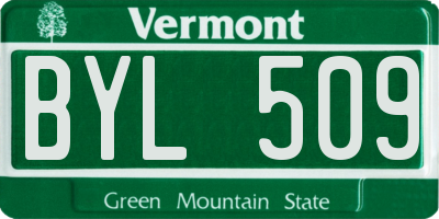 VT license plate BYL509