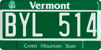 VT license plate BYL514