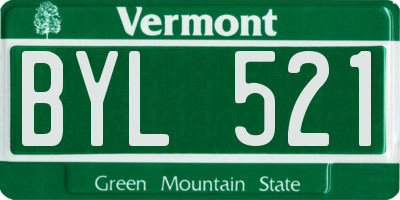 VT license plate BYL521