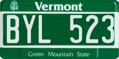 VT license plate BYL523
