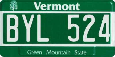 VT license plate BYL524