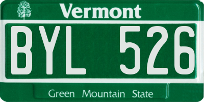 VT license plate BYL526