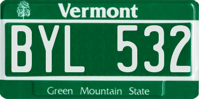 VT license plate BYL532