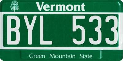 VT license plate BYL533