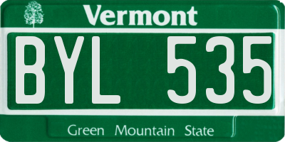 VT license plate BYL535