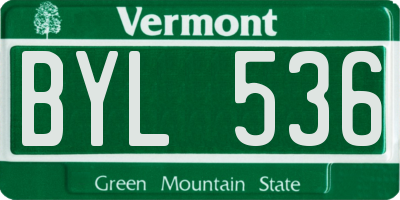 VT license plate BYL536