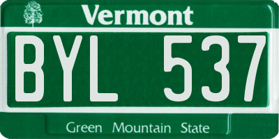 VT license plate BYL537