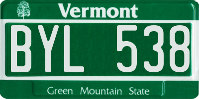 VT license plate BYL538