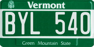 VT license plate BYL540