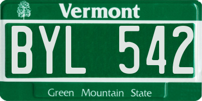 VT license plate BYL542