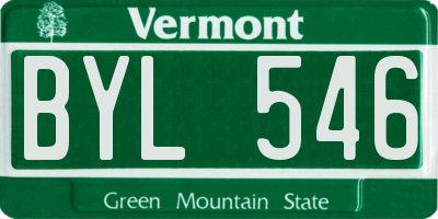 VT license plate BYL546