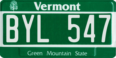 VT license plate BYL547