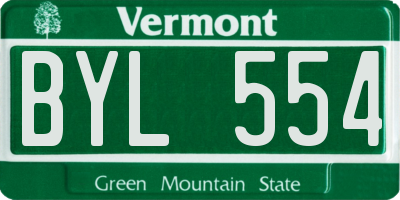 VT license plate BYL554
