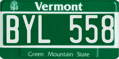 VT license plate BYL558