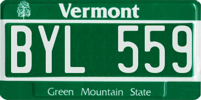 VT license plate BYL559