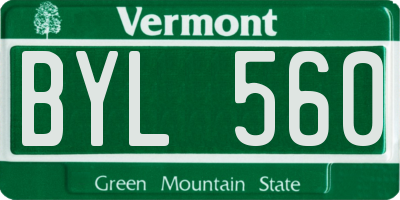 VT license plate BYL560