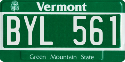 VT license plate BYL561