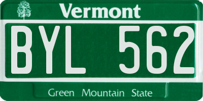 VT license plate BYL562