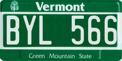 VT license plate BYL566