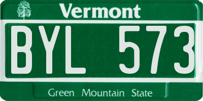 VT license plate BYL573