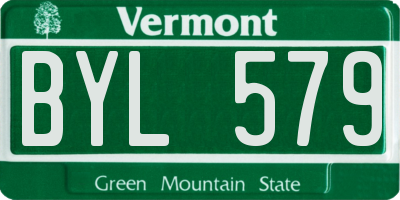 VT license plate BYL579