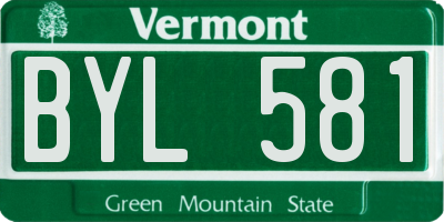VT license plate BYL581