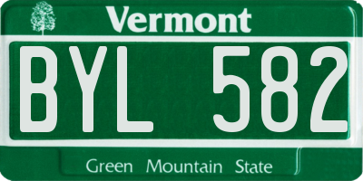 VT license plate BYL582