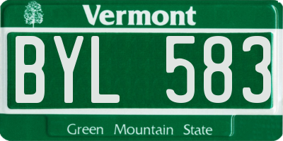 VT license plate BYL583