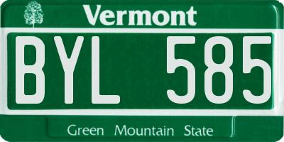 VT license plate BYL585