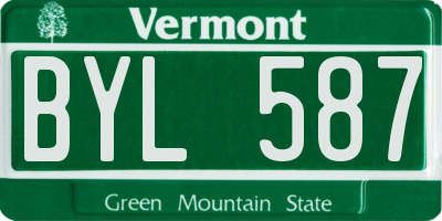 VT license plate BYL587