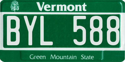 VT license plate BYL588