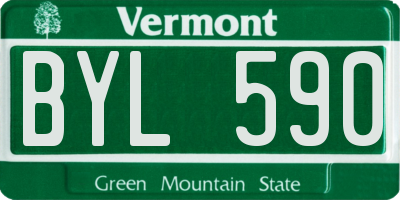 VT license plate BYL590