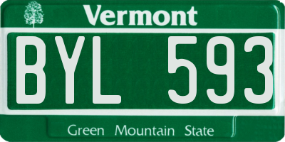 VT license plate BYL593
