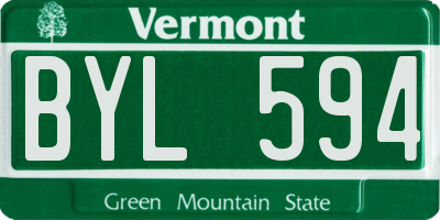 VT license plate BYL594