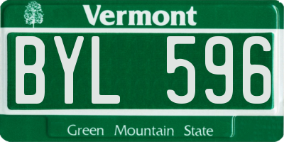 VT license plate BYL596