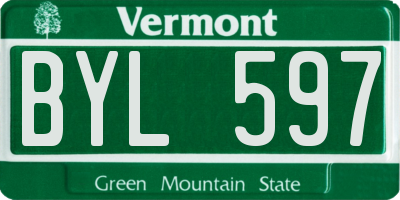VT license plate BYL597