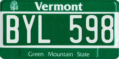 VT license plate BYL598