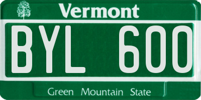 VT license plate BYL600