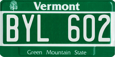 VT license plate BYL602