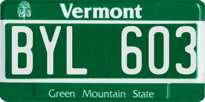 VT license plate BYL603