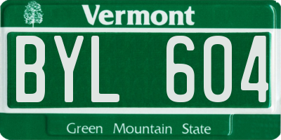 VT license plate BYL604