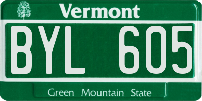 VT license plate BYL605