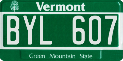 VT license plate BYL607