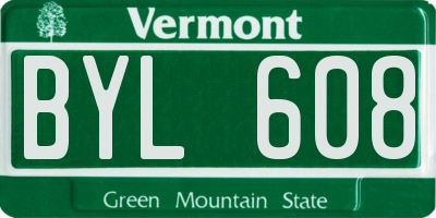 VT license plate BYL608