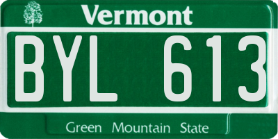 VT license plate BYL613