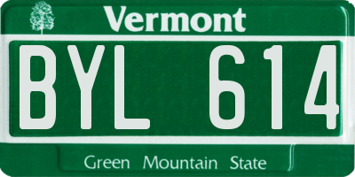 VT license plate BYL614